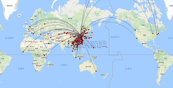 天合联盟在首都机场运营航线网络结构图